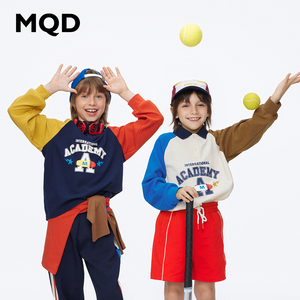 MQD男童鸳鸯袖polo2023秋季新款学院洋气儿童T恤卡通图案长袖潮