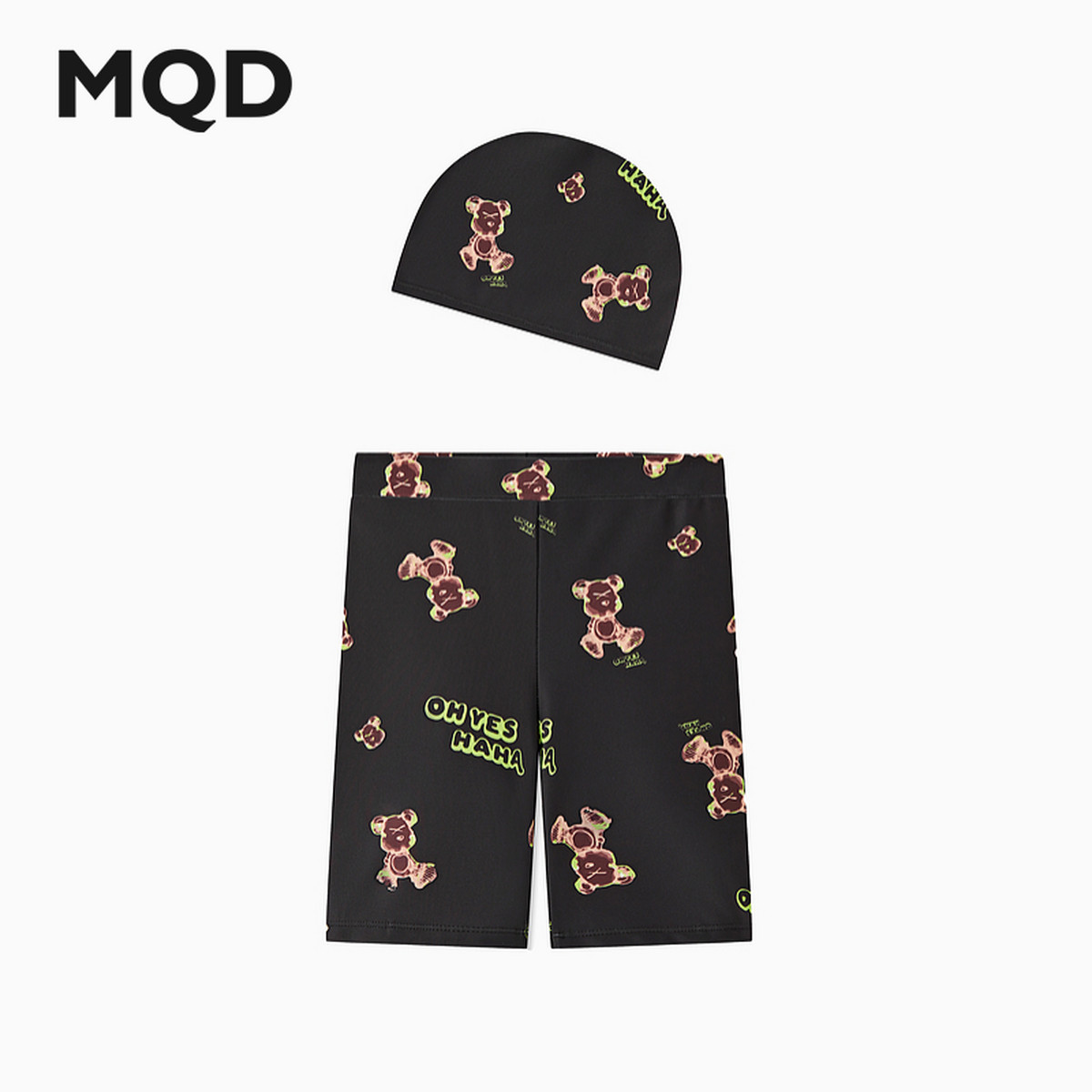 MQD男大童夏款潮酷休闲游泳卡通泳帽泳裤套装图片