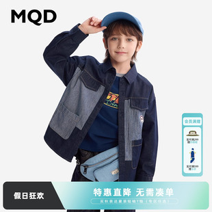 春秋款 男童长袖 牛仔衬衫 儿童牛仔拼接薄衬衣 宝宝春装 MQD童装