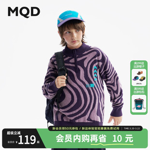 MQD童装儿童半开襟加厚保暖毛衣2025冬季新款男女童半高领针织