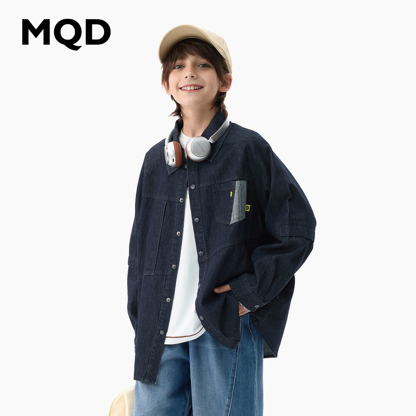 【商场同款】MQD马骑顿童装儿童翻领牛仔外套秋装男女童绣花外套