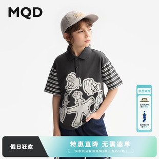 MQD童装 T恤手 学院风儿童短袖 新款 男童纯棉polo衫 2025夏装