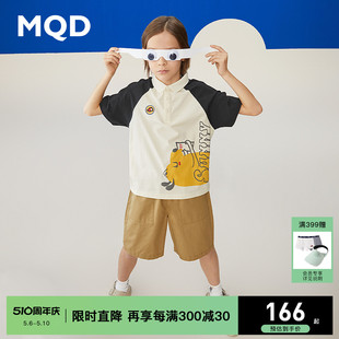 男童套装 新款 夏装 MQD童装 儿童翻领韩版 出街休闲篮球服两件套