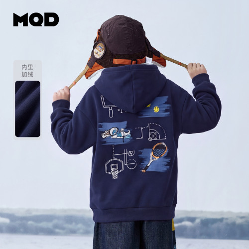 MQD童装儿童冬季加绒防风卫衣