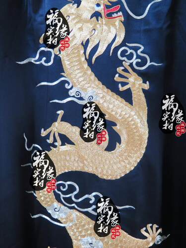 福缘旗袍高端定制 云翔龙 40姆米重磅真丝手工盘金绣年会礼服定做