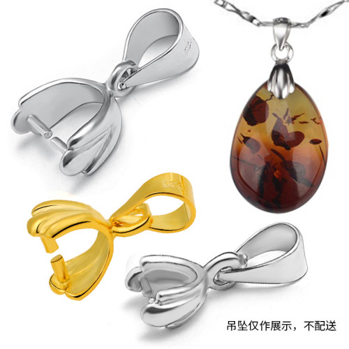 琥珀蜜蜡银玉坠水晶项链瓜子卡扣