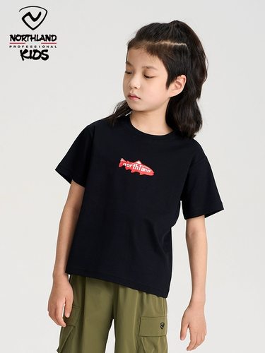 诺诗兰圆领纯棉男童宽松短袖T恤