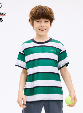 NORTHLAND儿童短袖男童2025夏季新条纹圆领T恤中大童休闲运动上衣