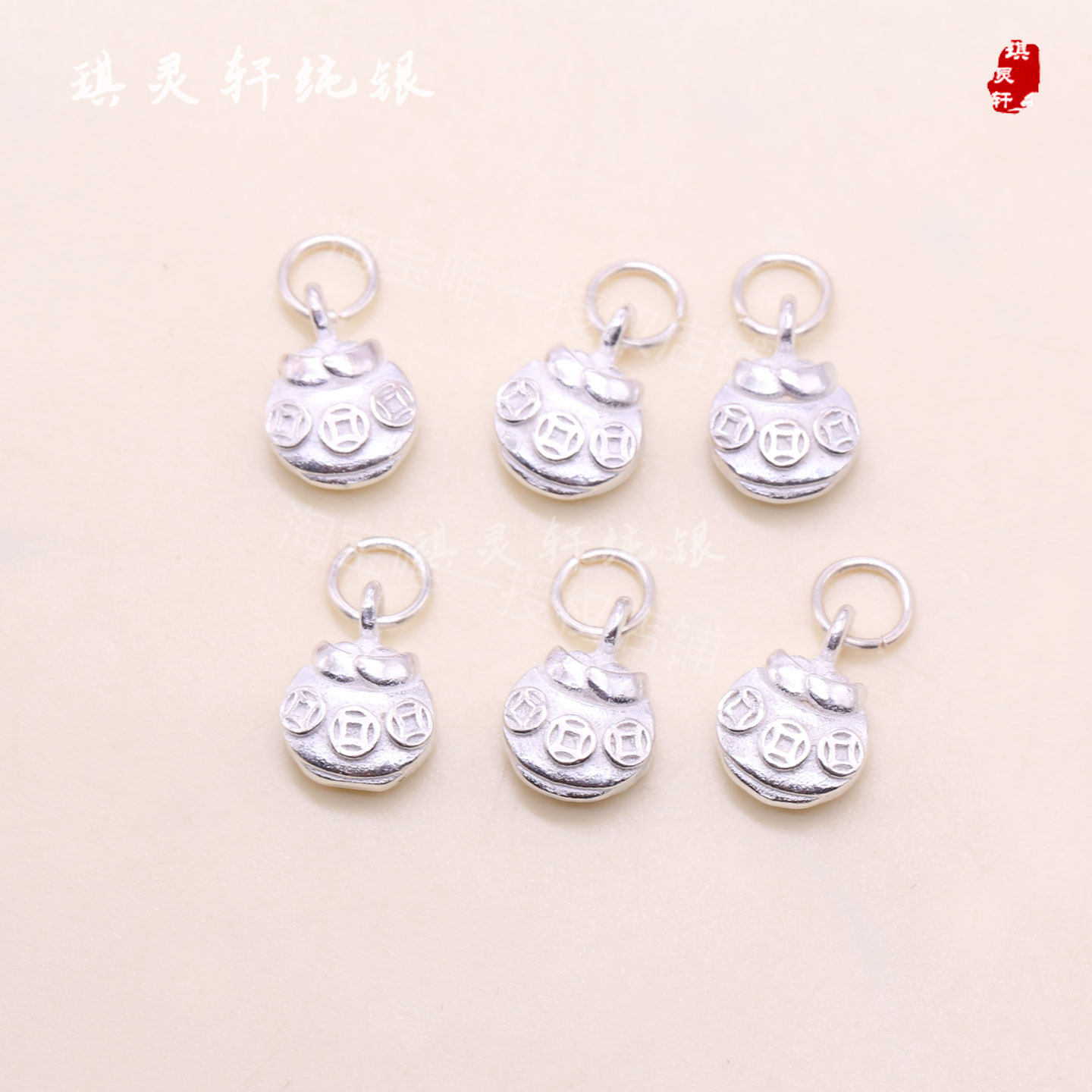 999足银纯银金钱萤火虫吊坠手工串珠编织手链挂件 diy饰品配件