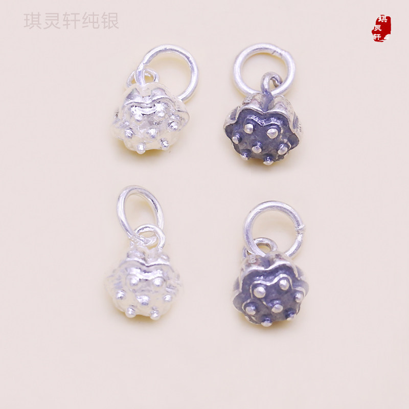 999足银纯银莲蓬荷花莲藕吊坠diy手工配件挂件串珠挂件编织材料