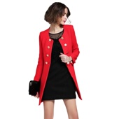 奈昕个性 纯色百搭 coat简约双排扣中长款 化私人定制 28717