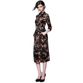 奈昕个性 dress民族格调收腰显瘦高领大花图 new 化私人定制 96213