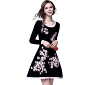 中腰修身 奈昕个性 名族风刺绣连衣 新款 长袖 化私人订制 112004