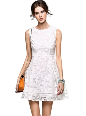 奈昕个性化私人定制 6179 通勤时尚气质淑女纯色拼接蝴蝶镂空连衣