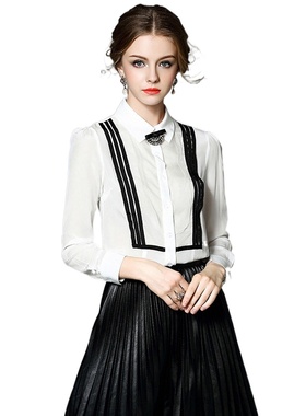 奈昕个性化私人订制 112879 blouse纯色方领修身显瘦衬