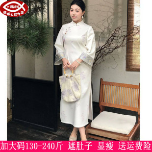 2026秋装新款230斤大码女中式改良旗袍200胖mm国风修身显瘦连衣裙
