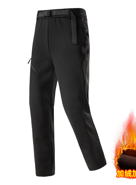 AE户外运动风防水休闲裤男加绒加厚速干长裤黑色直筒裤