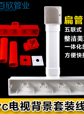 PVC86型电视背景盒 五联影音底盒 63*45扁管墙上开关阻燃接线盒