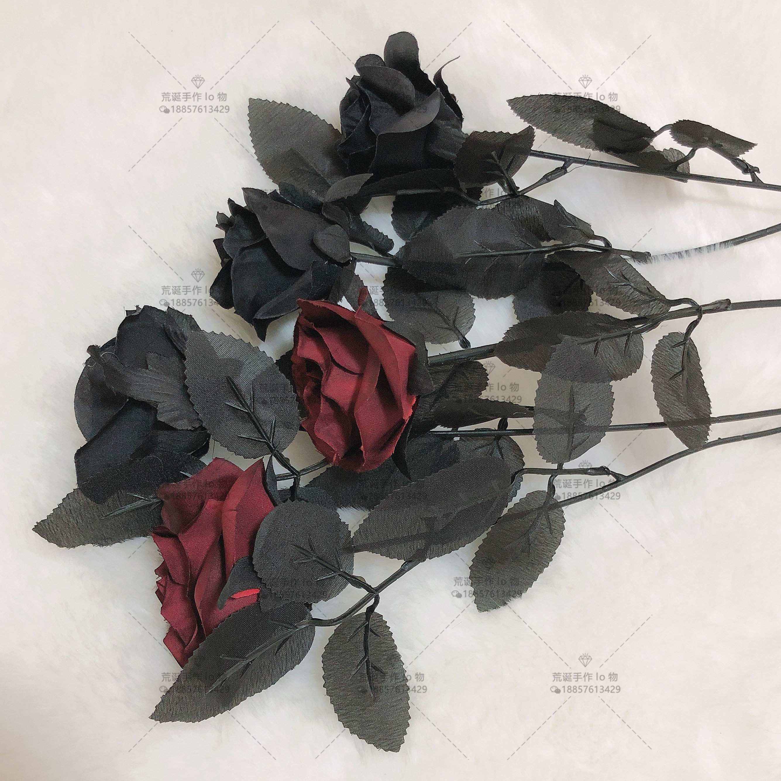 暗黑哥特玫瑰花红lolita拍摄摄影道具仿真假花