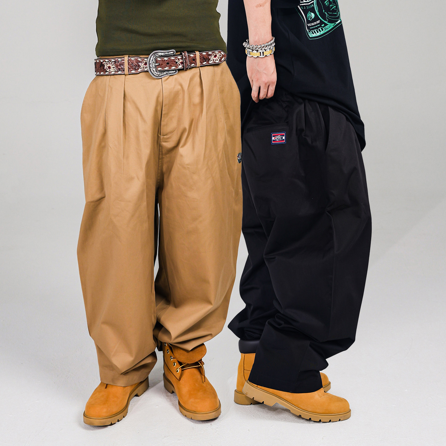 ACUSA JEANS美式街头硬派四季薄款松紧梭织斜纹长裤宽松休闲裤男