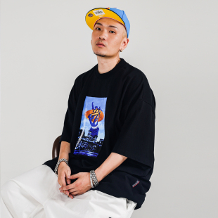 T恤夏男 休闲亮面BOX印花小领口重磅纯棉宽松短袖 ACUSA JEANS美式