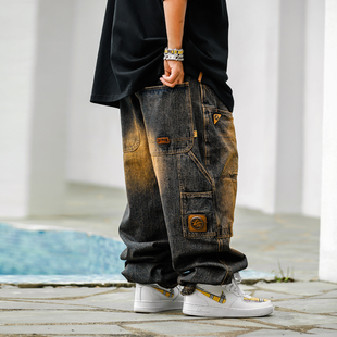 街头嘻哈633休闲牛仔裤 秋冬款 男款 男士 重工水洗肥大长裤 Acusa美式
