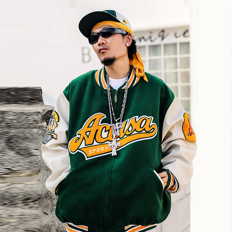 刺绣，毛呢拼pu，肥大棉夹克