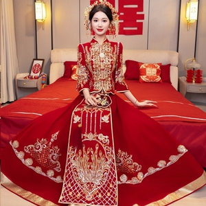高端秀禾服新娘2023新款中式结婚婚服重工奢华出阁嫁衣礼服丝绒冬