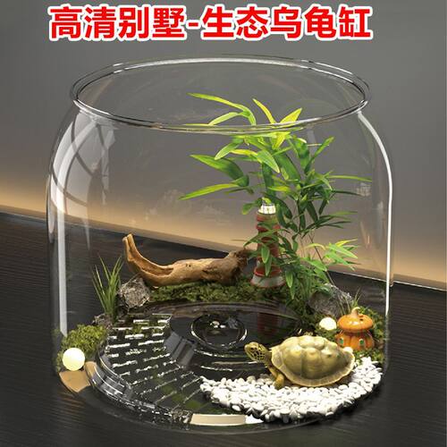 乌龟饲养桌面龟缸家用鱼缸客厅小号大号养龟专用箱生态造景爬台缸
