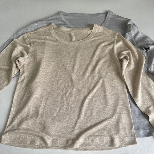 汉麻针织长袖T恤打底衫防晒衣 极简圆领