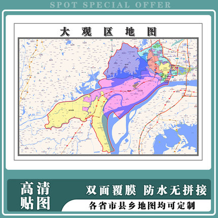 大观区地图1.1m新款安徽省安庆市行政交通区域颜色划分高清贴图