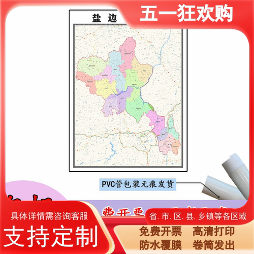 盐边县地图1.1m贴图现货新款四川省攀枝花市高清行政交通路线划分