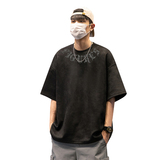 TC014夏新款潮牌鹿皮绒短袖t恤男潮流百搭弹力A圆领印花T恤男P45，男装T恤，星座308A-1（原309B-1）