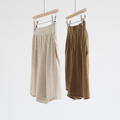 夏季气质通勤休闲款舒适高腰橡筋高腰短裤天丝亚麻宽松阔腿