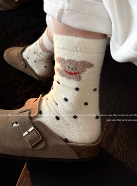 May susu·糯糯柔软可爱白色袜子女秋冬季中筒袜加厚加绒保暖袜