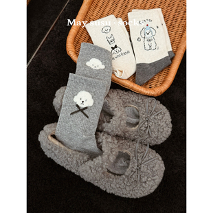 May 卡通百搭中筒袜女 susu·2025韩国小狗可爱袜子组合秋冬新款