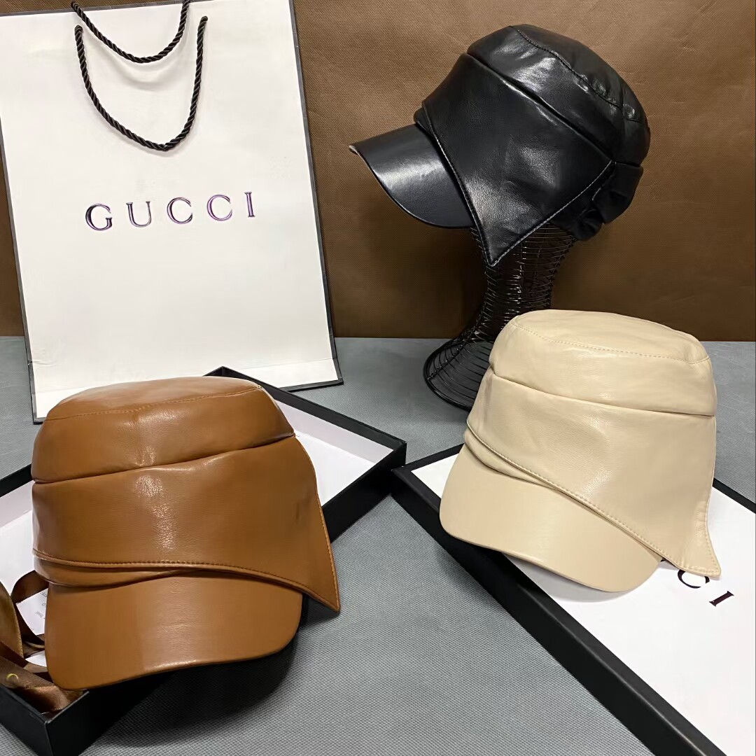 pu个性时装帽平顶画家帽子女秋冬款皮革显脸小鸭舌帽小众不规则款