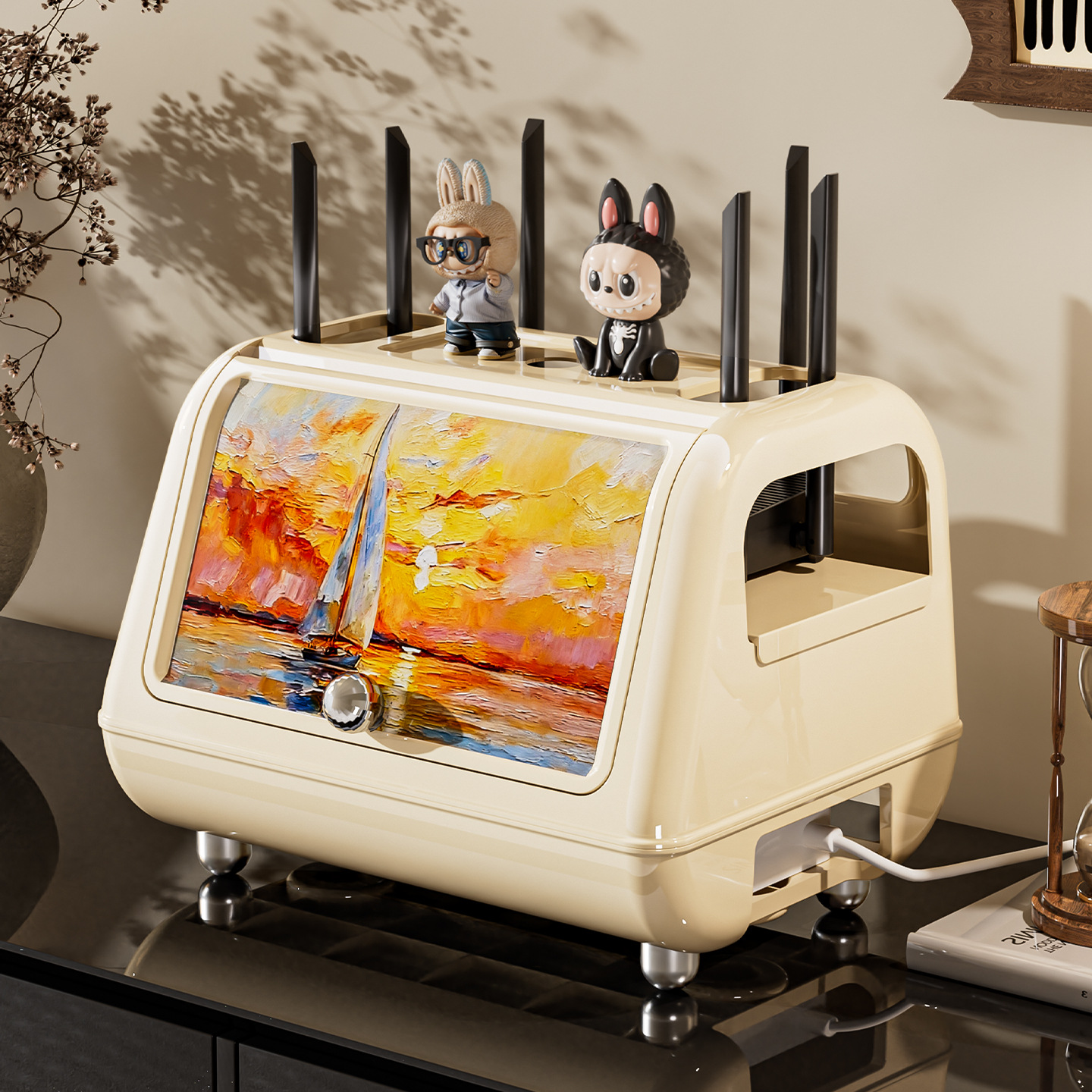 无线路由器收纳盒免打孔wifi光猫装饰盒多媒体遮挡箱机顶盒置物架