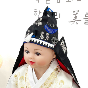 韩国原版进口男孩帽子 一周岁古代富贵家少爷帽子HE-M1045