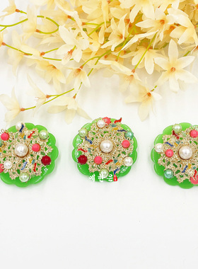韩国原装进口宫廷皇后颤珠蝴蝶仿玉旁叉/绿色/HE-P1028