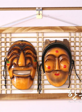 韩国原装进口假面相框/韩国料理店纯木假面/HE-JM1005