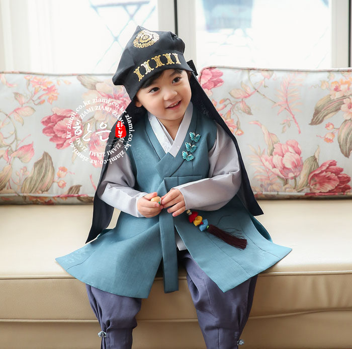 韩国进口面料男孩周岁生日韩服/高档儿童新款韩服/HE-TZ6232