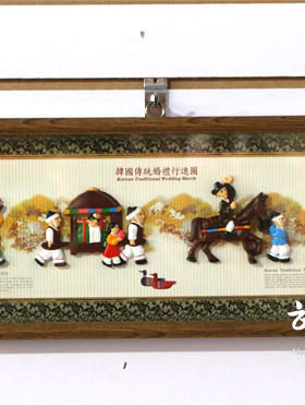韩国传统民俗画/朝鲜族民俗相框挂件/家居，料理店壁挂/HE-MK1005