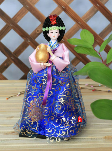 韩国传统工艺品/穿韩服的娃娃/韩式料理店摆设品21/HE-WW1028