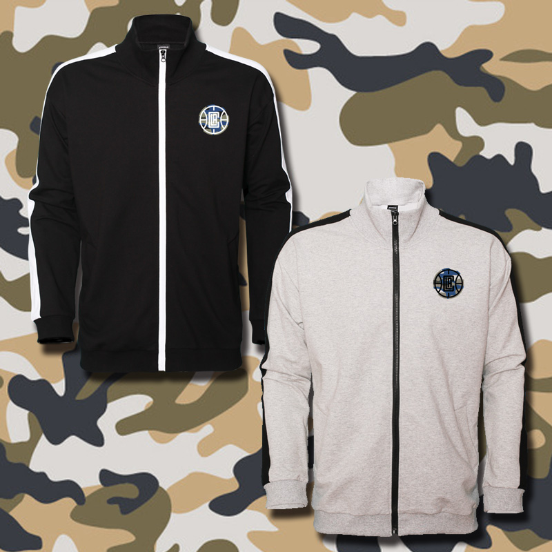 快船队新款时尚迷彩风logo大码保暖透气训练外套宽松开衫立领卫衣