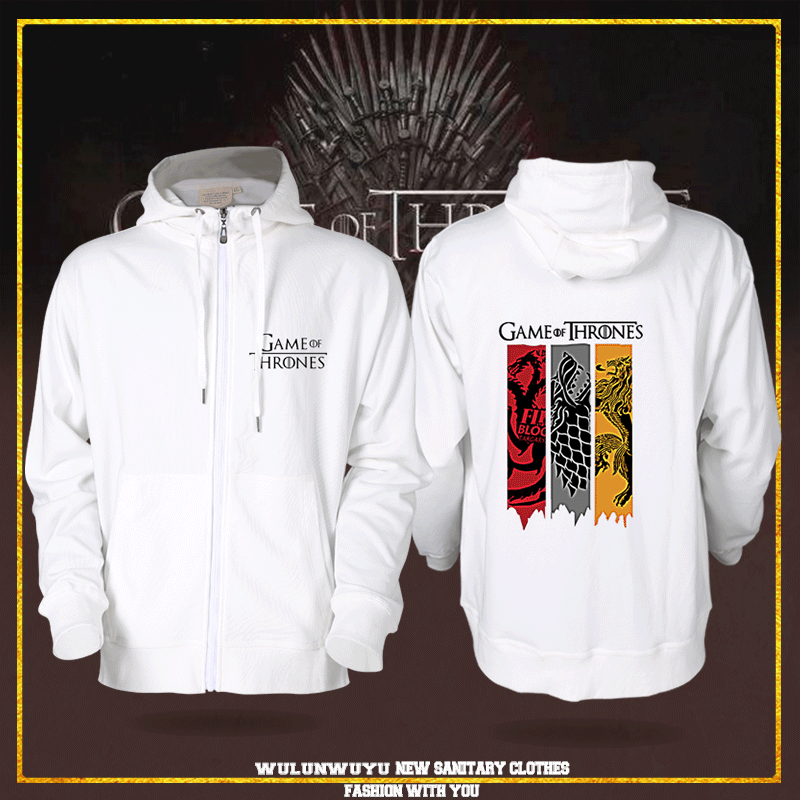 欧美权力的游戏冰与火之歌时尚复古带帽卫衣拉链连帽保暖开衫卫衣