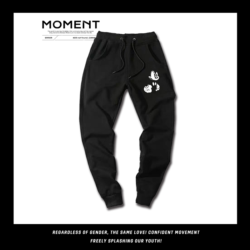 可定制米奇米老鼠卡通美式夏款宽松休闲潮牌纯棉运动透气束口长裤