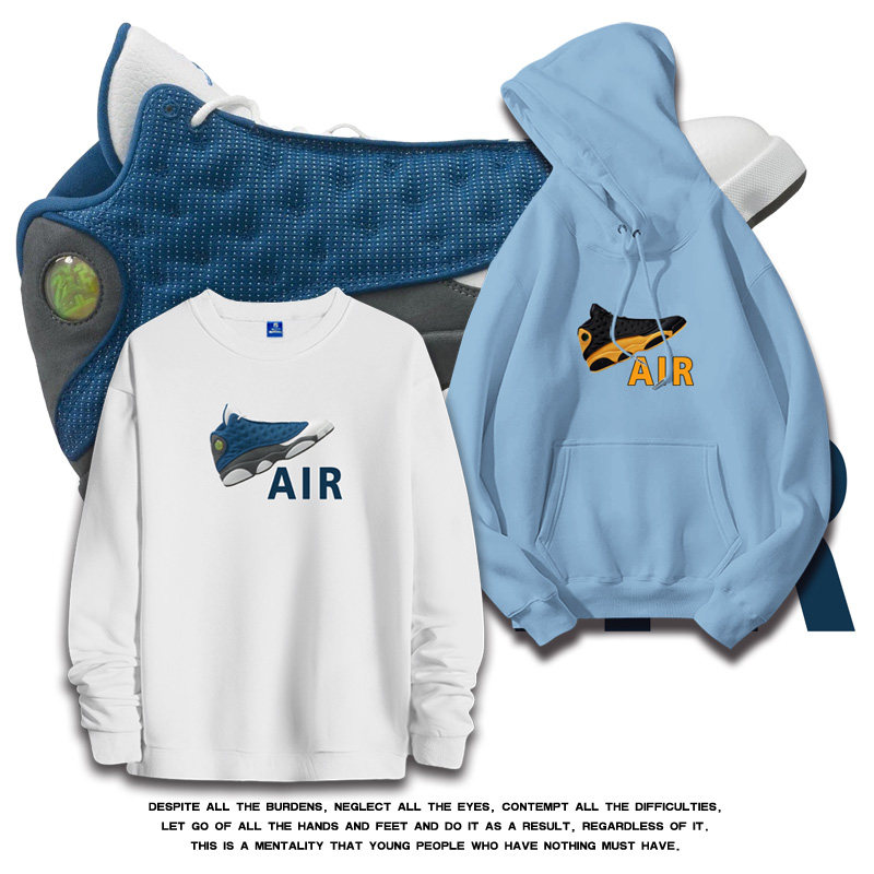 aj13大黄蜂雷阿伦熊猫北卡蓝飞人air乔丹宽松保暖长袖圆领卫衣男