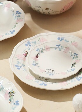 moomin姆明餐具碗盘家用套装轻奢高级感高颜值法式花边饭碗汤面碗