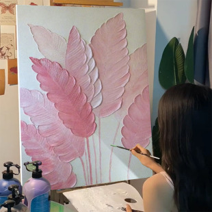 家大业大石英砂肌理画diy材料全套数字油画立体网红手绘花卉装饰